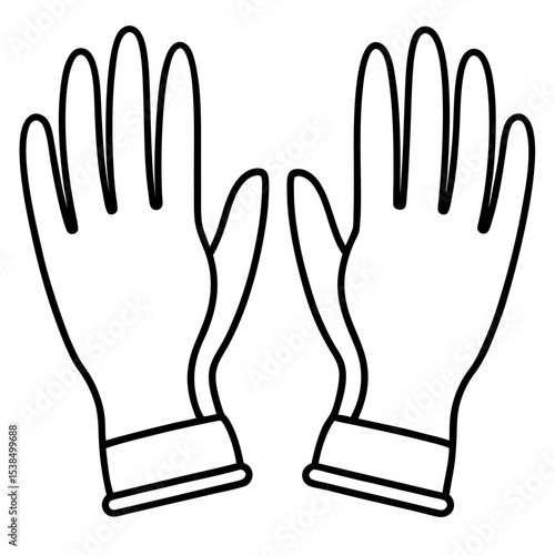 Sterile Gloves Line Art Vector