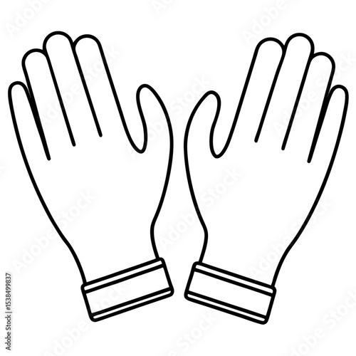 Sterile Gloves Line Art Vector