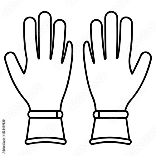 Sterile Gloves Line Art Vector