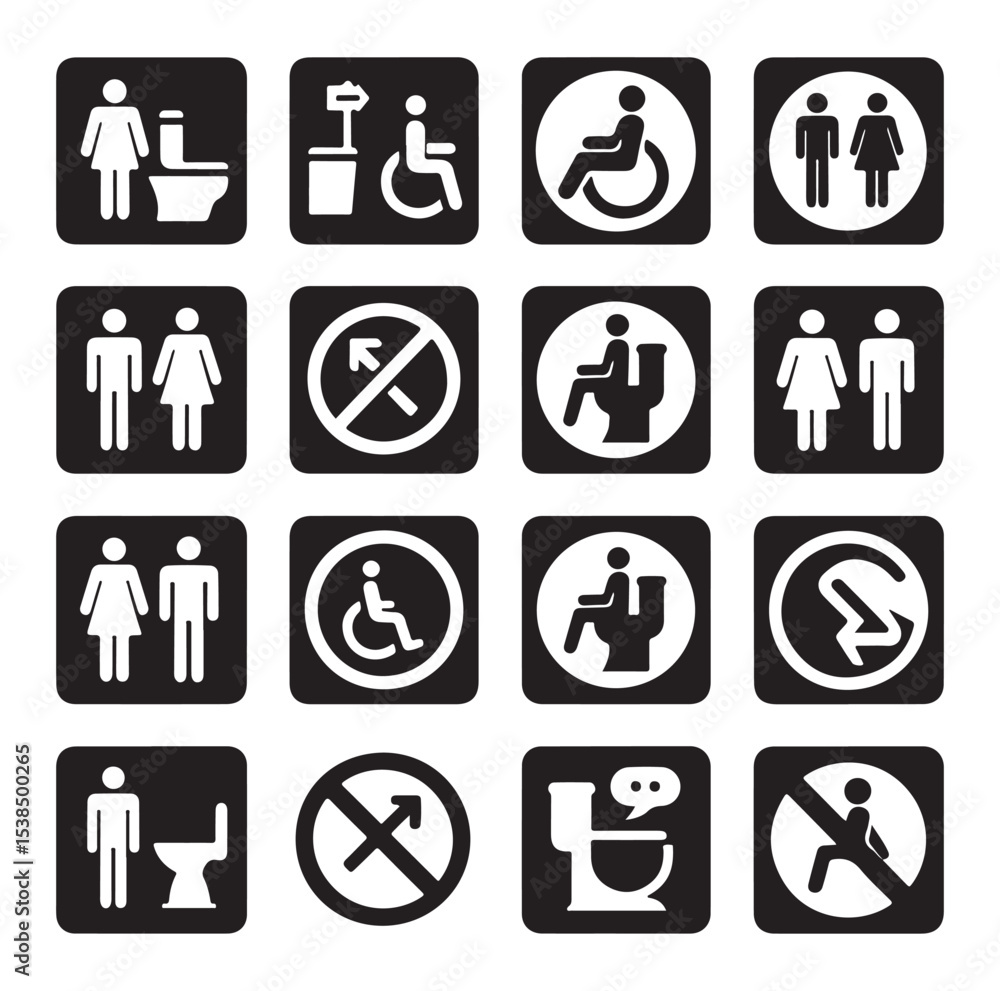 set toilet sign symbol icon bathroom outline sig Restrooms for men and women, vecto set toilet sign symbol icon bathroom outline sig Restrooms for men and women, vecto
