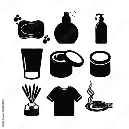 Set of silhouettes of cosmetics vector illustration