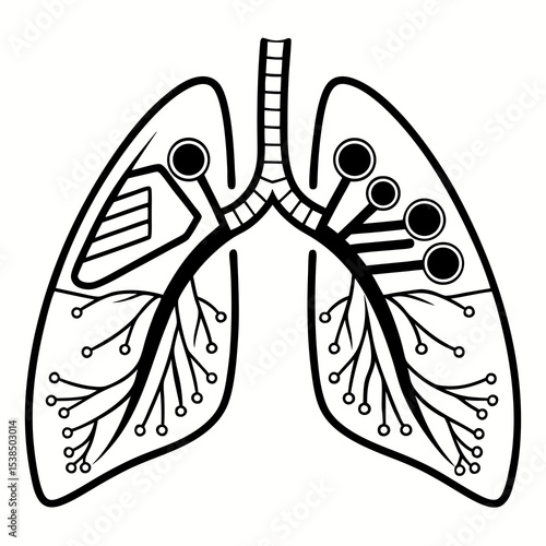 Cybernetic Lungs Futuristic Illustration of Augmented Respiratory System