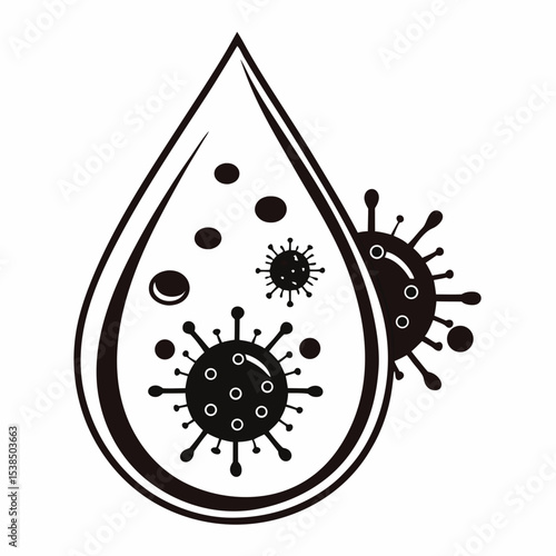 Microscopic World Viruses and Bacteria in a Water Droplet