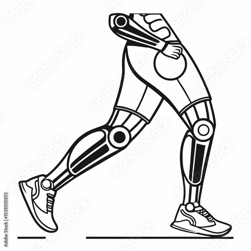 Running Robotic Legs Futuristic Bionic Leg Design Illustration