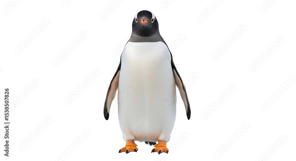 Fototapeta premium Standing Penguin Isolated on White Background Facing Front