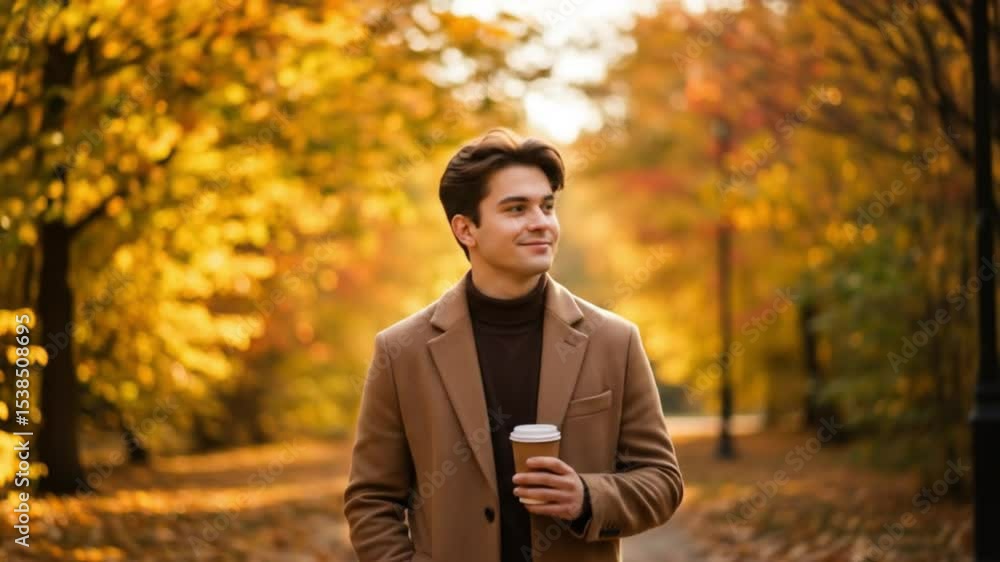 Stylish man enjoying autumn scenery Stylish man enjoying autumn scenery