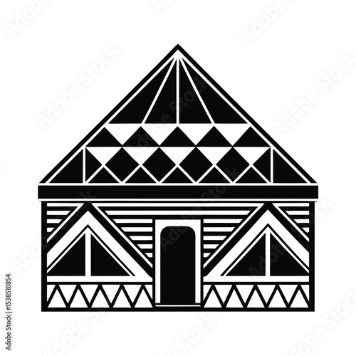 Ndebele House with Colorful Geometric Patterns