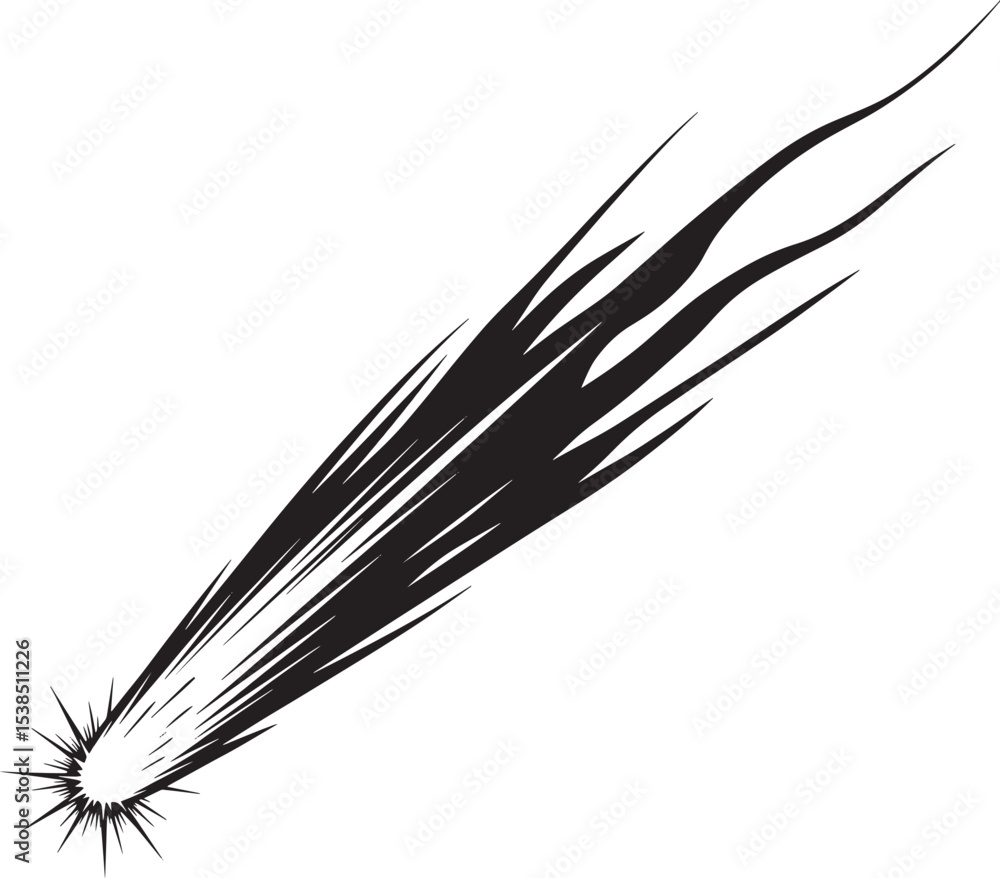 Fototapeta premium Black and White Comet Tail Graphic Design Element vector