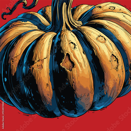 comic book style halloween pumpkin illustration for design purposes