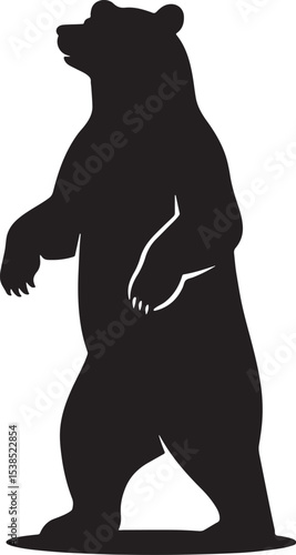 Black bear silhouette with standing woman outline vector illustration
