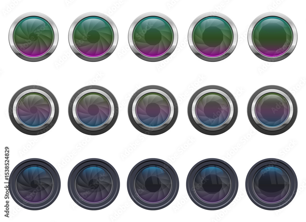 Multiple lens apertures showcase different light settings for photography Multiple lens apertures showcase different light settings for photography