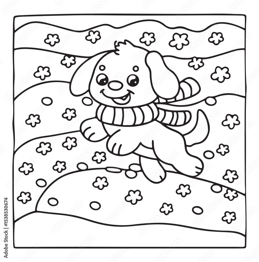 Obraz premium Dog Moments - Cute Puppy Life Coloring Pages | Fun Dog Activities | Dog coloring page | Line art vector illustration