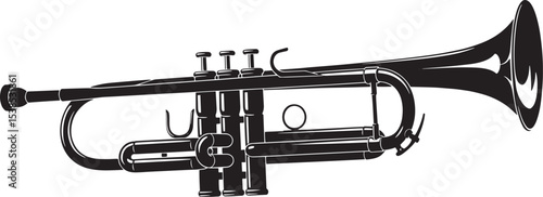 Black and White Trumpet Silhouette Musical Instrument