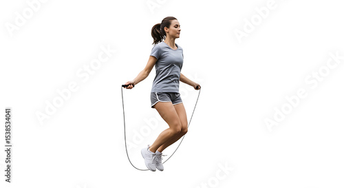 Woman Jumping Rope Outdoors for Fitness and Cardio Exercise