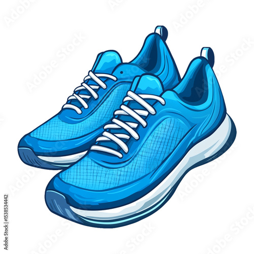 blue running shoes on transparent background