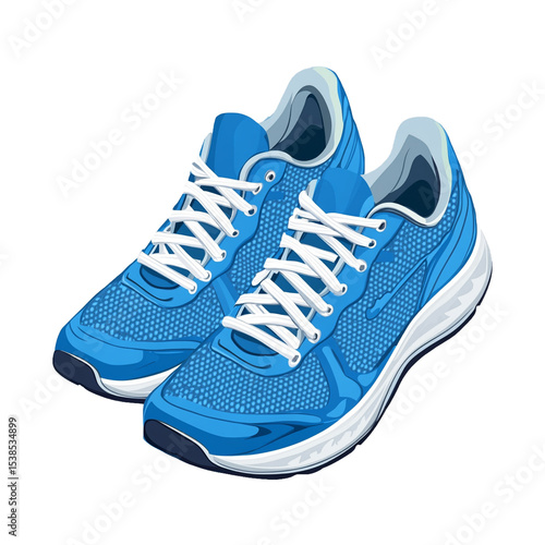 blue running shoes on transparent background