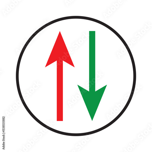 Free Download Simple up and down green and red arrows. Upward, downward arrows isolated on white background, set of two. - GFXLoad