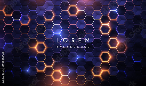 Hexagonal shapes background with light effects