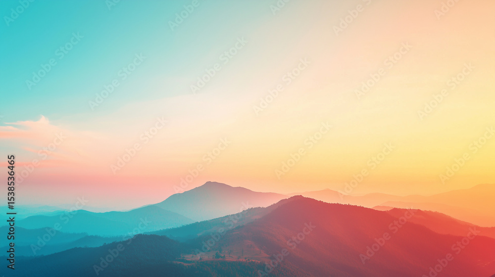 Obraz premium Summer Festival in Nilgiris Gradient Banner With Sky Blue to Bright Orange Color Scheme and Soft Afternoon Sunset Glow, Ideal for Summer Cultural Event and Nature Celebration Theme