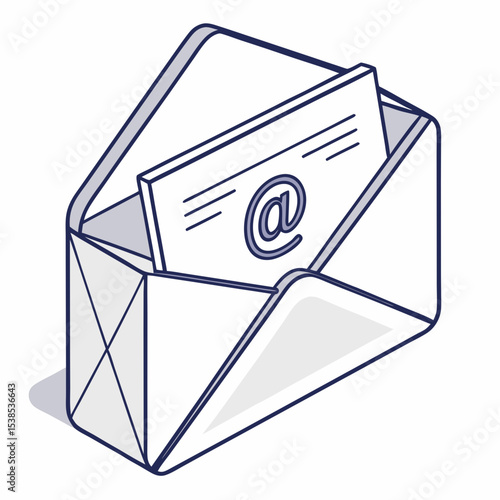 Modern email icon vector with 3D envelope style