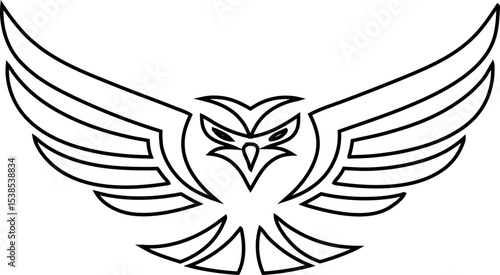 Outline eagle logo vector. Ideal for branding, sports, or military themes.