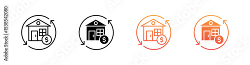 Refinancing Multiple Style Icon Set Vector 
