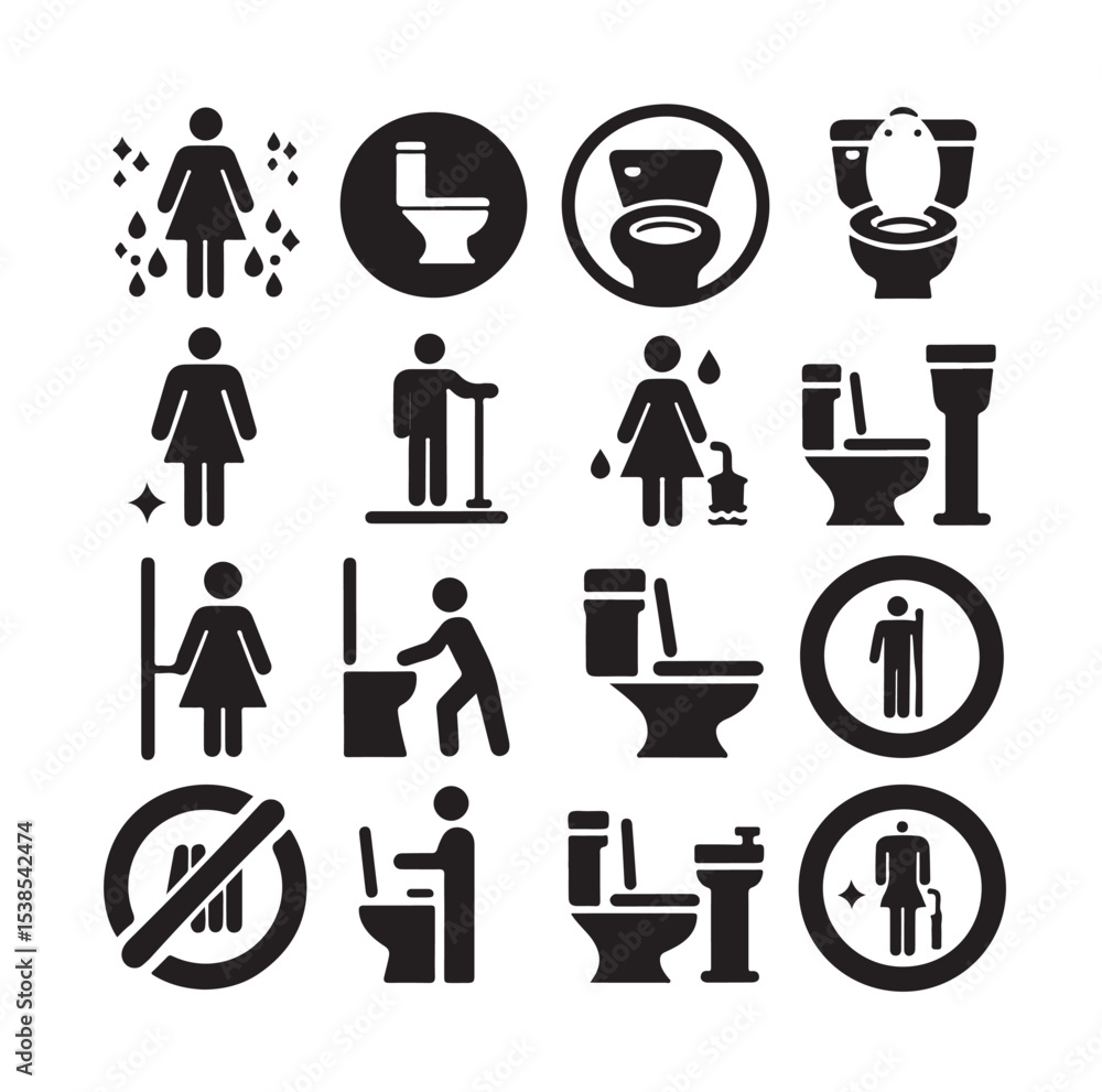 set toilet sign symbol icon bathroom outline sig Restrooms for men and women, vecto set toilet sign symbol icon bathroom outline sig Restrooms for men and women, vecto
