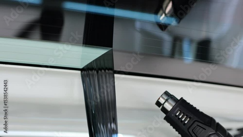 Process remove protective tint film from car. Transparent protection for window vs sun.