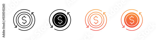 Cashback Multiple Style Icon Set Vector 