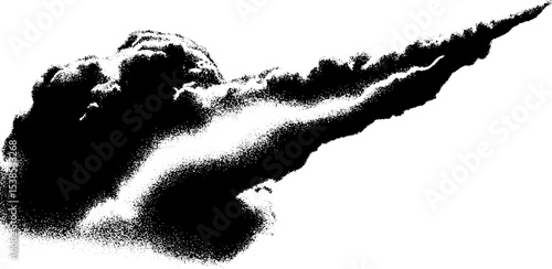 High contrast chalk dust cloud in black and white for abstract design