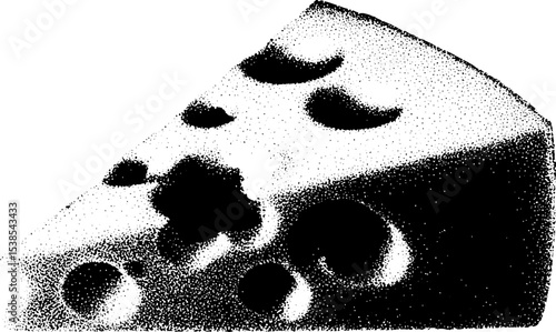 Abstract black and white cheese wedge illustration for modern art and design