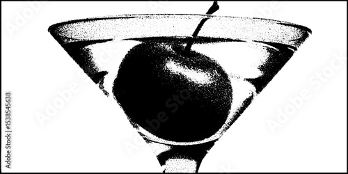 High contrast black and white abstract martini with olive theme