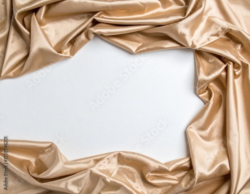 Beige Textured Silk cloth with Folds and Creases with Copy space in the middle