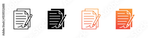 Contract Multiple Style Icon Set Vector 