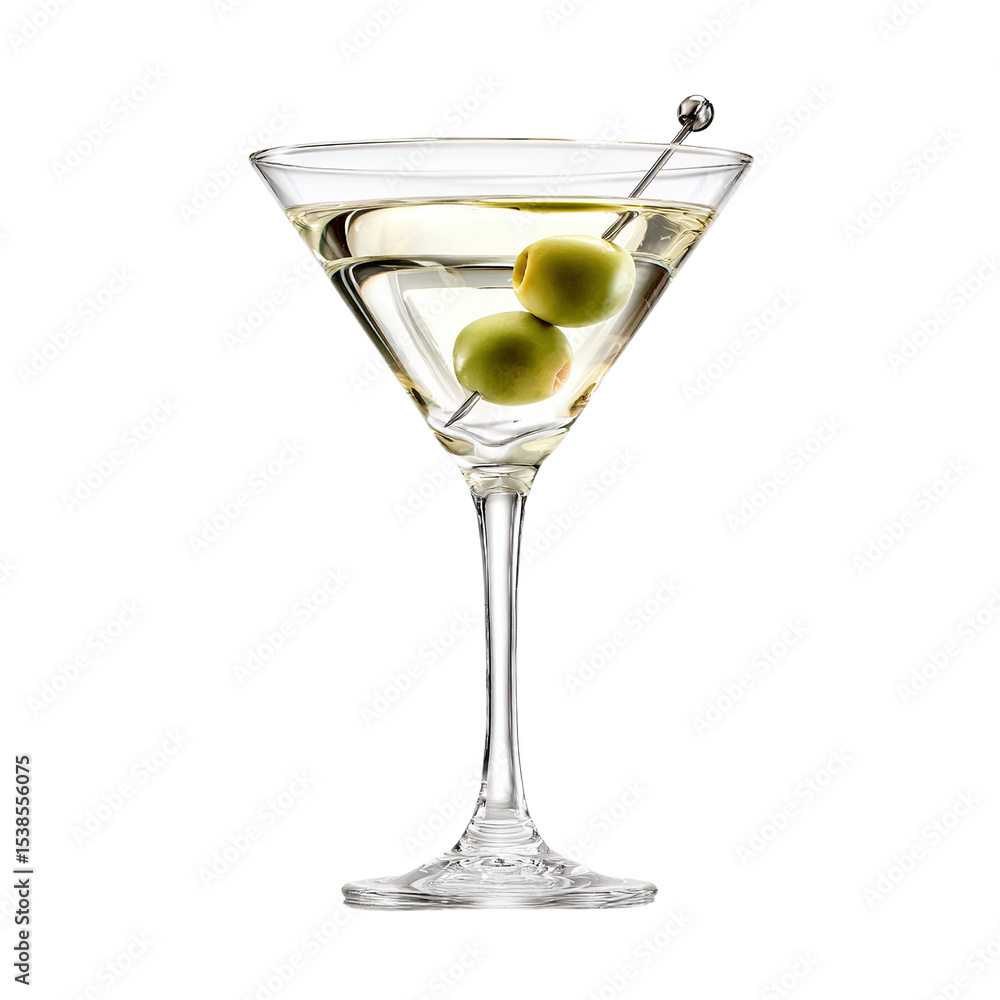 Classic Martini Cocktail with Green Olives on a Black Background for Editorial Use Classic Martini Cocktail with Green Olives on a Black Background for Editorial Use
