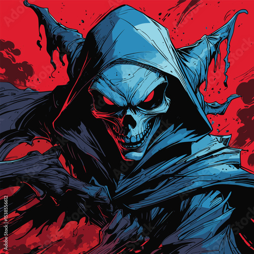 comic book style halloween ghost illustration for design purposes