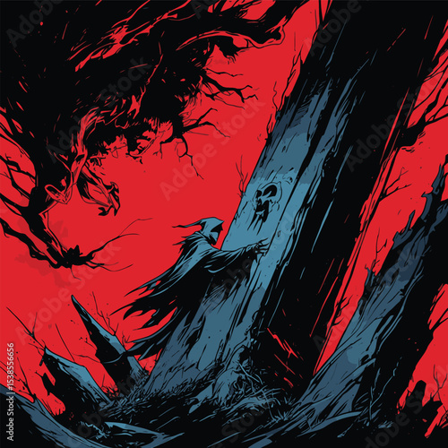 comic book style halloween ghost illustration for design purposes