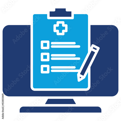 Digital Form Consent Flat Blue Icon