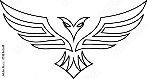 Eagle logo in line art, minimal vector style for tech or defence brands.