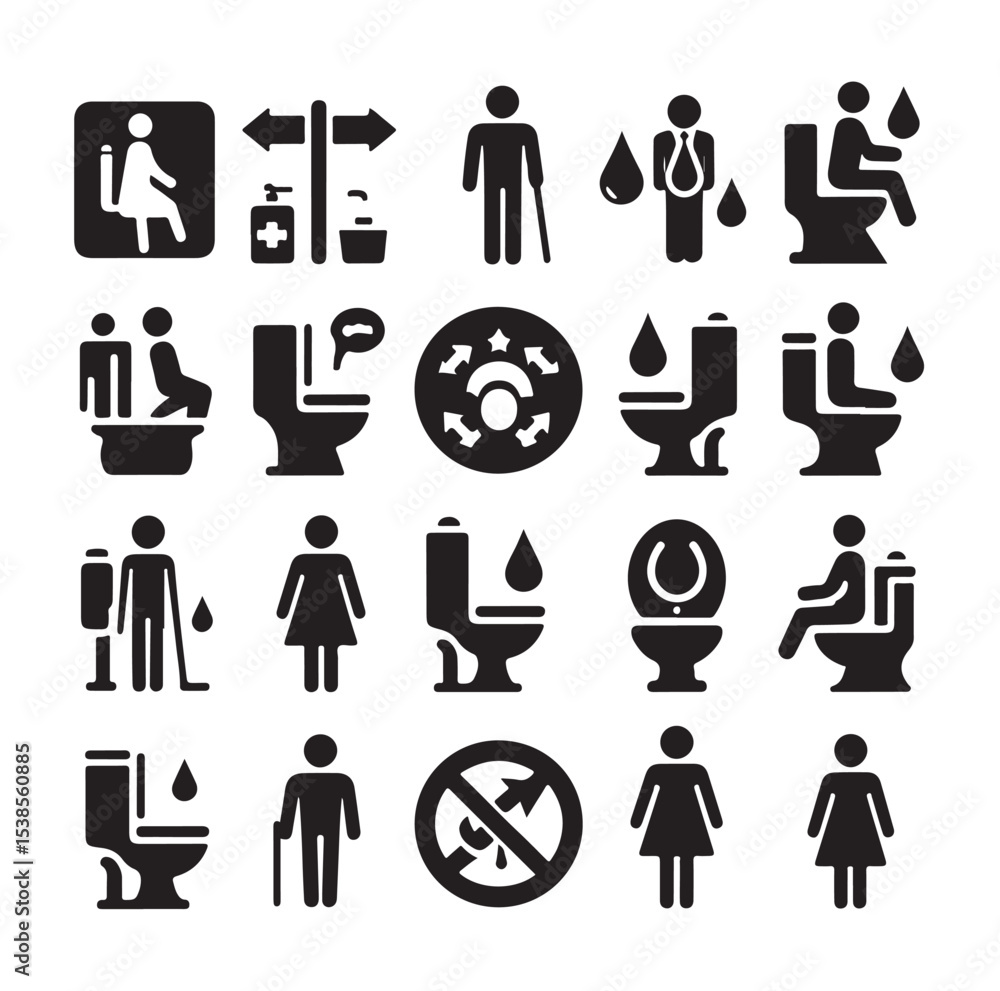 set toilet sign symbol icon bathroom outline sig Restrooms for men and women, vecto set toilet sign symbol icon bathroom outline sig Restrooms for men and women, vecto