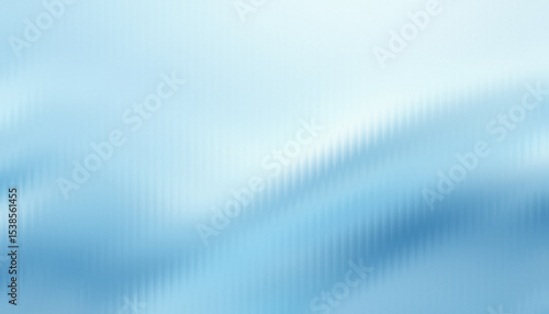 Blue ribbed glass texture. Ribbed fluted smeared soft blurred grainy dust background. Line stripes pastel polycarbonate panel. Glass blurred background. Corrugated glass rough texture vertical lines