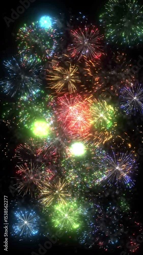 Fireworks Loop Background — Seamless Vertical Mobile Format Celebration 4K	