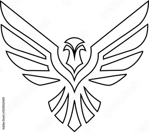 Eagle logo line vector with bold lines and fierce expression.