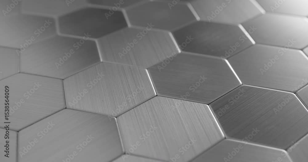 Seamless Rotating Hexagonal Metal Texture Loop. Video featuring a smooth, rotating pattern of sleek metallic hexagonal tiles, ideal for futuristic design projects, filmed in high definition. Seamless Rotating Hexagonal Metal Texture Loop. Video featuring a smooth, rotating pattern of sleek metallic hexagonal tiles, ideal for futuristic design projects, filmed in high definition.
