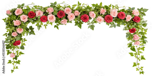 Garden Roses and Ivy Vines Flower, Cut Out