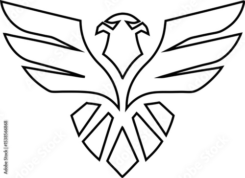 Soaring eagle outline design, ideal for team or educational logos.