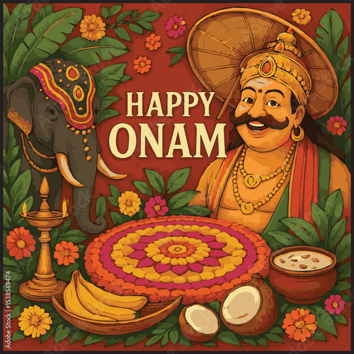 Happy Onam holiday for South India festival background. Happy Onam Celebration. illustration for onam with traditional. happy onam celebration. 