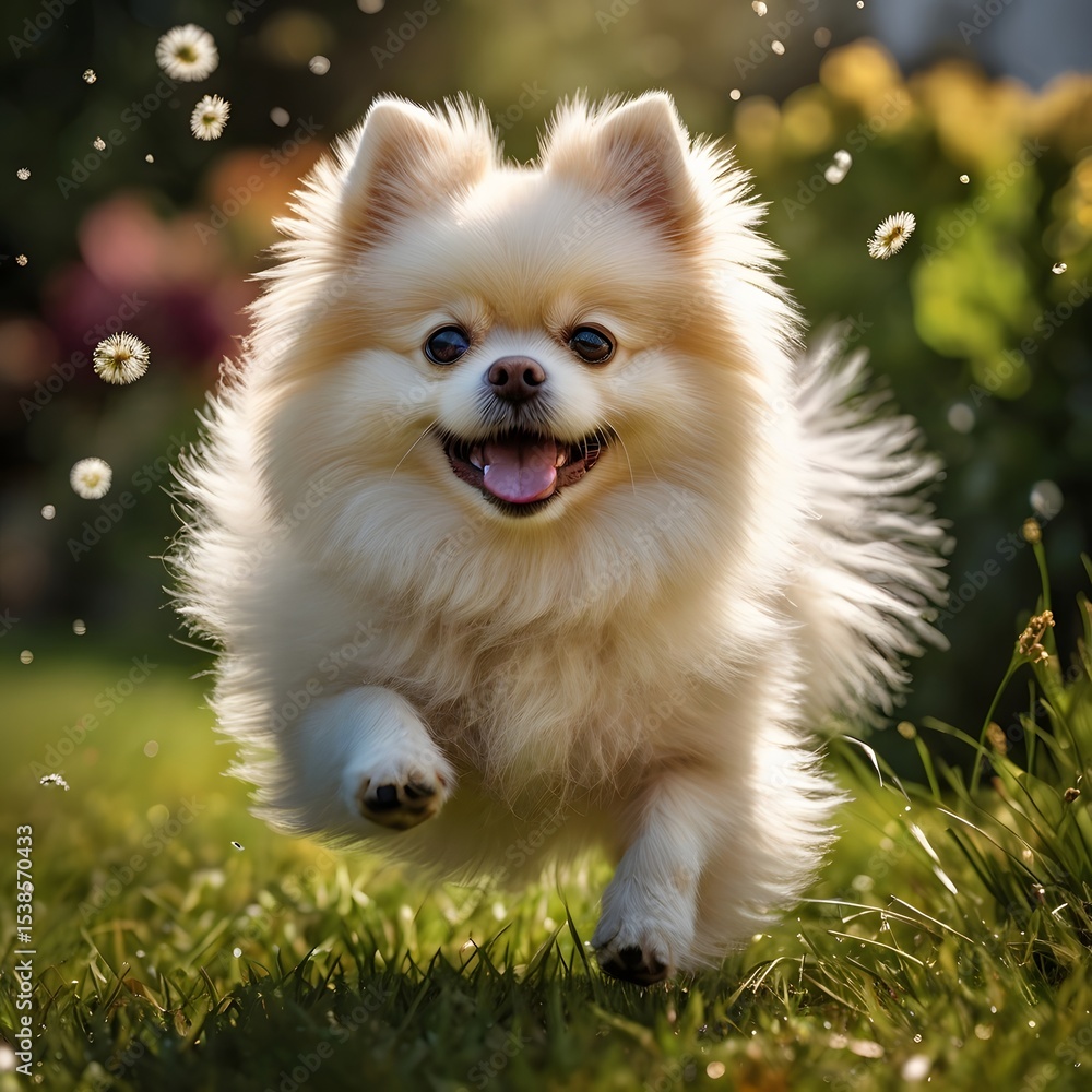 Obraz premium Pomeranian puppy on the grass