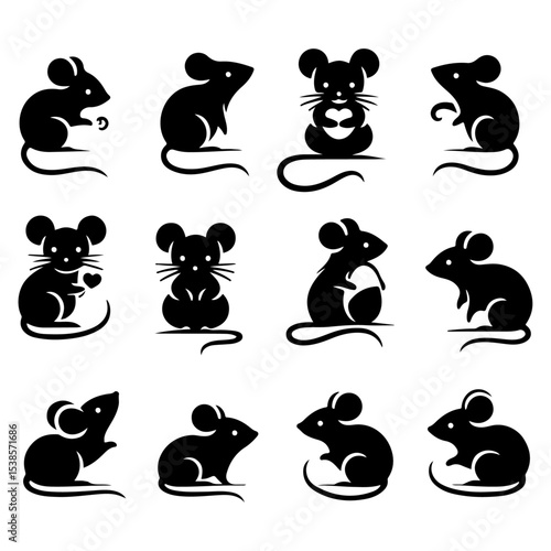 set of rat silhouette, rat silhouette