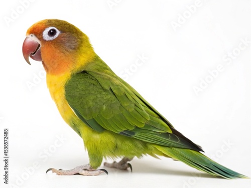 Beautiful lovebird parrot with vibrant colors on white background